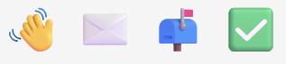 Emojis depicting mail being delivered.